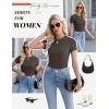Ekouaer Womens Short Sleeve Shirts 3 Pack Crew Neck Tops Slim Fit Basic Tees Trendy Clothes Base Layer(3pcs Black/ Khaki/ Chestnut Brown)
