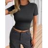 Ekouaer Womens Short Sleeve Shirts 3 Pack Crew Neck Tops Slim Fit Basic Tees Trendy Clothes Base Layer(3pcs Black/ Light Gray/ Dirty Pink)