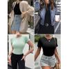 Ekouaer Womens Short Sleeve Shirts 3 Pack Crew Neck Tops Slim Fit Basic Tees Trendy Clothes Base Layer(3pcs Black/ Light Green/ Dirty Pink)