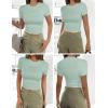 Ekouaer Womens Short Sleeve Shirts 3 Pack Crew Neck Tops Slim Fit Basic Tees Trendy Clothes Base Layer(3pcs Black/ Light Green/ Dirty Pink)