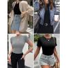 Ekouaer Womens Short Sleeve Shirts 3 Pack Crew Neck Tops Slim Fit Basic Tees Trendy Clothes Base Layer(3pcs Black/ Sage Green/ Light Gray)