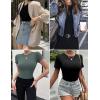 Ekouaer Womens Short Sleeve Shirts 3 Pack Crew Neck Tops Slim Fit Basic Tees Trendy Clothes Base Layer(3pcs Black/ Sage Green/ Navy Blue)