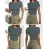 Ekouaer Womens Short Sleeve Shirts 3 Pack Crew Neck Tops Slim Fit Basic Tees Trendy Clothes Base Layer(3pcs Black/ Sage Green/ Navy Blue)