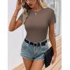 Ekouaer Womens Short Sleeve Shirts 3 Pack Crew Neck Tops Slim Fit Basic Tees Trendy Clothes Base Layer(3pcs Black/ Tea Leaf/ Beige)