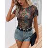 Ekouaer Womens Short Sleeve Shirts 3 Pack Crew Neck Tops Slim Fit Basic Tees Trendy Clothes Base Layer(3pcs Black/ White/ Boho Floral)