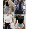 Ekouaer Womens Short Sleeve Shirts 3 Pack Crew Neck Tops Slim Fit Basic Tees Trendy Clothes Base Layer(3pcs Black/ White/ Brown)