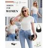 Ekouaer Womens Short Sleeve Shirts 3 Pack Crew Neck Tops Slim Fit Basic Tees Trendy Clothes Base Layer(3pcs Black/ White/ Brown)