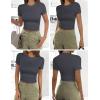 Ekouaer Womens Short Sleeve Shirts 3 Pack Crew Neck Tops Slim Fit Basic Tees Trendy Clothes Base Layer(3pcs Black/ White/ Dark Grey)