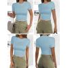 Ekouaer Womens Short Sleeve Shirts 3 Pack Crew Neck Tops Slim Fit Basic Tees Trendy Clothes Base Layer(3pcs Black/ White/ Light Blue)
