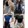 Ekouaer Womens Short Sleeve Shirts 3 Pack Crew Neck Tops Slim Fit Basic Tees Trendy Clothes Base Layer(3pcs Black/ White/ Royal Blue)