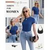Ekouaer Womens Short Sleeve Shirts 3 Pack Crew Neck Tops Slim Fit Basic Tees Trendy Clothes Base Layer(3pcs Black/ White/ Royal Blue)