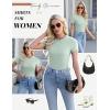 Ekouaer Womens Short Sleeve Shirts 3 Pack Crew Neck Tops Slim Fit Basic Tees Trendy Clothes Base Layer(3pcs Black/ Wine Red/ Light Green)