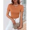 Ekouaer Womens Short Sleeve Shirts 3 Pack Crew Neck Tops Slim Fit Basic Tees Trendy Clothes Base Layer(3pcs Caramel/ Dark Gray/ Red)
