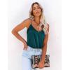Ekouaer Womens Silk Satin Tank Tops V Neck Camisole Spaghetti Strap Top Summer Basic Blouse(Onion Green)