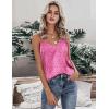 Ekouaer Womens Silk Satin Tank Tops V Neck Camisole Spaghetti Strap Top Summer Basic Blouse(Rose Leopard)