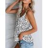 Ekouaer Womens Silk Satin Tank Tops V Neck Camisole Spaghetti Strap Top Summer Basic Blouse(White Leopard)
