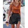 Ekouaer Womens Silk Satin Tank Tops V Neck Casual Cami Sleeveless Camisole Blouses Summer Basic Tank Shirt(Caramel)