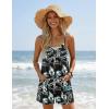 Ekouaer Womens Summer Casual Sleeveless Rompers 2026 Floral Loose Shorts Overalls Adjustable Boho Jumpsuits with Pockets(Black Leaves Print)