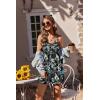 Ekouaer Womens Summer Casual Sleeveless Rompers 2026 Floral Loose Shorts Overalls Adjustable Boho Jumpsuits with Pockets(Black Leaves Print)