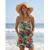Ekouaer Womens Summer Casual Sleeveless Rompers 2026 Floral Loose Shorts Overalls Adjustable Boho Jumpsuits with Pockets(Blue Leaves Floral)