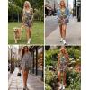Ekouaer Womens Summer Casual Sleeveless Rompers 2026 Floral Loose Shorts Overalls Adjustable Boho Jumpsuits with Pockets(Blue Leaves Floral)
