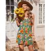 Ekouaer Womens Summer Casual Sleeveless Rompers 2026 Floral Loose Shorts Overalls Adjustable Boho Jumpsuits with Pockets(Green Leaves Floral)