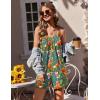 Ekouaer Womens Summer Casual Sleeveless Rompers 2026 Floral Loose Shorts Overalls Adjustable Boho Jumpsuits with Pockets(Green Leaves Floral)