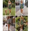 Ekouaer Womens Summer Casual Sleeveless Rompers 2026 Floral Loose Shorts Overalls Adjustable Boho Jumpsuits with Pockets(Green Print)