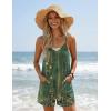Ekouaer Womens Summer Casual Sleeveless Rompers 2026 Floral Loose Shorts Overalls Adjustable Boho Jumpsuits with Pockets(Green Print)