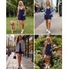 Ekouaer Womens Summer Casual Sleeveless Rompers 2026 Floral Loose Shorts Overalls Adjustable Boho Jumpsuits with Pockets(Navy Blue)