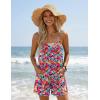 Ekouaer Womens Summer Casual Sleeveless Rompers 2026 Floral Loose Shorts Overalls Adjustable Boho Jumpsuits with Pockets(Rose Red Floral)