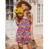 Ekouaer Womens Summer Casual Sleeveless Rompers 2026 Floral Loose Shorts Overalls Adjustable Boho Jumpsuits with Pockets(Rose Red Floral)