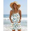 Ekouaer Womens Summer Casual Sleeveless Rompers 2026 Floral Loose Shorts Overalls Adjustable Boho Jumpsuits with Pockets(White Leaves Print)