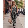 Ekouaer Womens Summer Jumpsuits Dressy Sleeveless Wide Leg Long Pants Rompers Casual One Piece Outfits with Pockets(Black White Tie Dye)