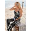 Ekouaer Womens Summer Jumpsuits Dressy Sleeveless Wide Leg Long Pants Rompers Casual One Piece Outfits with Pockets(Black White Tie Dye)