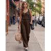 Ekouaer Womens Summer Jumpsuits Dressy Sleeveless Wide Leg Long Pants Rompers Casual One Piece Outfits with Pockets(Brown)