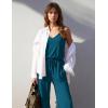 Ekouaer Womens Summer Jumpsuits Dressy Sleeveless Wide Leg Long Pants Rompers Casual One Piece Outfits with Pockets(Dark Blue)