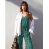 Ekouaer Womens Summer Jumpsuits Dressy Sleeveless Wide Leg Long Pants Rompers Casual One Piece Outfits with Pockets(Green Floral)
