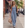 Ekouaer Womens Summer Jumpsuits Dressy Sleeveless Wide Leg Long Pants Rompers Casual One Piece Outfits with Pockets(Grey Blue)