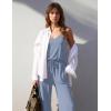 Ekouaer Womens Summer Jumpsuits Dressy Sleeveless Wide Leg Long Pants Rompers Casual One Piece Outfits with Pockets(Grey Blue)