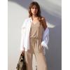 Ekouaer Womens Summer Jumpsuits Dressy Sleeveless Wide Leg Long Pants Rompers Casual One Piece Outfits with Pockets(Khaki)