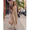 Ekouaer Womens Summer Jumpsuits Dressy Sleeveless Wide Leg Long Pants Rompers Casual One Piece Outfits with Pockets(Khaki)