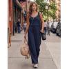 Ekouaer Womens Summer Jumpsuits Dressy Sleeveless Wide Leg Long Pants Rompers Casual One Piece Outfits with Pockets(Navy Blue)