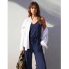Ekouaer Womens Summer Jumpsuits Dressy Sleeveless Wide Leg Long Pants Rompers Casual One Piece Outfits with Pockets(Navy Blue)