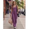 Ekouaer Womens Summer Jumpsuits Dressy Sleeveless Wide Leg Long Pants Rompers Casual One Piece Outfits with Pockets(Purple)