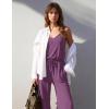 Ekouaer Womens Summer Jumpsuits Dressy Sleeveless Wide Leg Long Pants Rompers Casual One Piece Outfits with Pockets(Purple)