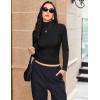 Ekouaer Women’s Turtleneck Long Sleeve Shirts Thermal Underwear Tops Basic Slim Fit Fall Fashion Lightweight Top(Black)