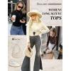 Ekouaer Women’s Turtleneck Long Sleeve Shirts Thermal Underwear Tops Basic Slim Fit Fall Fashion Lightweight Top(Brown)