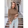 Ekouaer Women’s Turtleneck Long Sleeve Shirts Thermal Underwear Tops Basic Slim Fit Fall Fashion Lightweight Top(Brown)