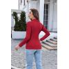 Ekouaer Women’s Turtleneck Long Sleeve Shirts Thermal Underwear Tops Basic Slim Fit Fall Fashion Lightweight Top(Dark Red)